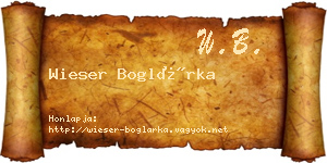 Wieser Boglárka névjegykártya
